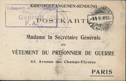 Guerre 14 Accusé Réception Colis CAD + Censure Camp Altengrabow Magdeburg 1916 FM Pr Vêtement Prisonnier De Guerre Paris - Guerre De 1914-18