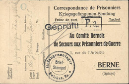 Guerre 14 Accusé Réception Colis Prisonniers De Guerre Camp Zwickau Au Comité Bernois Secours Aux PG Berne Censure - Oblitérations