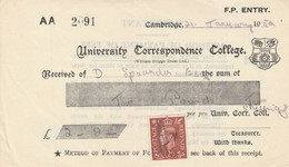 Groot Brittannië 1950, Onderwijs, Betaling University Correspondence College - Cinderelas