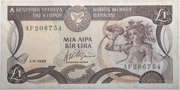 Chypre - 1 Pound - 1989 - PICK 53b.1 - TTB+ - Cyprus