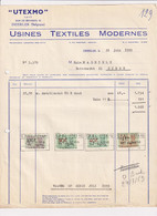 Utexmo Deerlijk - Usines Textiles Moderne - 1959 - Factuur - Textile & Clothing