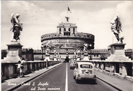 ITALIE. ROME. ROMA.  VOITURE FIAT 500 SUR LE PONT SAINT ANGE .  ANNEE 1967 + TEXTE - Ponts