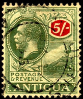 Antigua 1922 SG 60  5/= Green And Red/pale Yellow   Wmk Mult Crown CA    Perf 14   Used Cds Cancel - 1858-1960 Colonia Británica