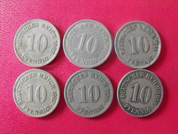 Allemagne Deutschland. Lot De 6 Pièces De 10 Pfennig 1898/1913 - 10 Pfennig