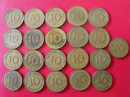 Allemagne Deutschland. Lot De 21 Pièces De 10 Pfennig, 1949/1990 - 10 Pfennig