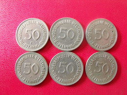 Allemagne Deutschland. Lot De 6 Pièces De 50 Pfennig, 1949/1990 - 50 Pfennig