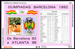Bolivia 1993 Olympics Perfined MUESTRA Souvenir Sheet Unmounted Mint. - Bolivien