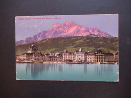 Schweiz 1910 AK Luzern Bahnhof Und Pilatus (2132m) Tellknabe Dreifarbenfrankatur Nr. 111 / 113 Nach Starnberg München - Storia Postale