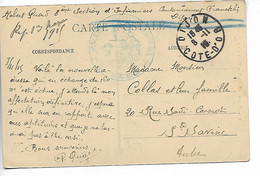 Guerre 14 18 DIJON Côte D'Or Cachet Bleu 8ème Section D'Infirmiers Militaires 1916       ...G - Guerra Del 1914-18