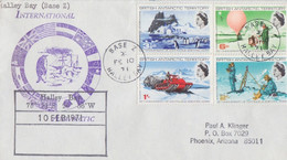 BAT, Lettre Obl. Halley Bay Base Z Le 10 FE 71 Sur TP N° 21 à 24 + Cachet De La Base Et International Antarctic - Brieven En Documenten