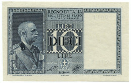 10 LIRE BIGLIETTO DI STATO VITTORIO EMANUELE III FASCIO 1939 XVIII FDS-/FDS - Sonstige