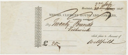 GB OLD CHECKS 1830 Messrs. Clement Royds And Company Bankers, ROCHDALE Very Rare - Cheques & Traveler's Cheques