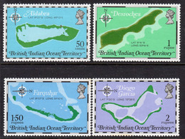 British Indian Ocean Territory BIOT 1975 10th Anniversary Maps Set Of 4, MNH, SG 81/4 (A) - British Indian Ocean Territory (BIOT)