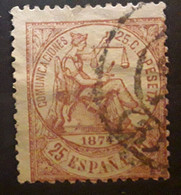 ESPANA ESPAGNE SPAIN 1874, Regence ,  Yvert No 145 , 25c Brun Jaune  Obl Tb - Usati