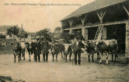 Challans * Types De Fermiers Allant à La Foire * Boeufs * Scène Agricole Agriculture Paysans - Challans