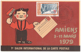 AMIENS SOMME : THEME LA POSTE FACTEURS SP PICARDIE TIRAGE SPECIAL POUR 1er SALON CARTE POSTALE EN 1979 CARAN D'ACHE - Poste & Facteurs