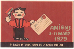 AMIENS SOMME : THEME LA POSTE FACTEURS SP PICARDIE TIRAGE SPECIAL POUR 1er SALON CARTE POSTALE EN 1979 CARAN D'ACHE - Poste & Facteurs