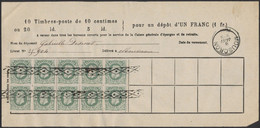 N°30 X10 Sur "Bulletin Caisse Générale D'épargne Et De Retraite" Obl Simple Cercle "Mouscron" (1884) - Dépliants De La Poste