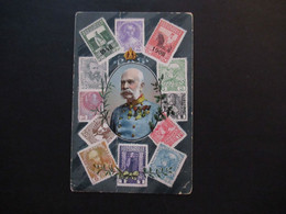 Österreich 1848 - 1908 AK Mit Verschiedenen Briefmarken Und Kaiser Franz Josef. Fotochrom - Stamps (pictures)