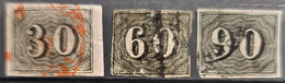 BRASIL 1850 - Canceled - Sc# 23, 24, 25 - Used Stamps