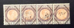 MARCA DA BOLLO  TASSA FISSA  LIRE DUE CON LOSANGHE  STRISCIA DI 4 - Revenue Stamps