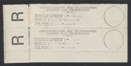 Essai Du Premier Timbre Reçu Télégraphique (R Gommé) En Paire Maintenu Par Des Charnières. - Prove E Ristampe