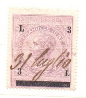 MARCA DA BOLLO  1871 CON LOSANGHE L.3 - Steuermarken