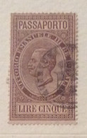 MARCA DA BOLLO  PASSAPORTI LIRE CINQUE - Revenue Stamps