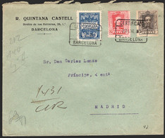 España - 317 - 318 + Barna - Carta "Certificado 28/1/30 - Barcelona " Con Acuse Recibo - Llegada "Valores Declarados" - Sonstige & Ohne Zuordnung