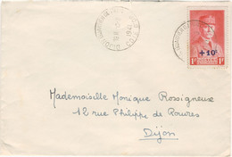 SURTAXE 1F +10C MARECHAL PETAIN TARIF LETTRE OBLITERATION DIJON QUARTIER DE PARIS 10/03/41 - PEU COMMUN - 1921-1960: Periodo Moderno