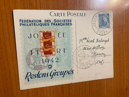 Carte - Journée Du Timbre Rouen 1942 - Otros & Sin Clasificación