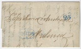 Portugal 1843 Fold Cover From Porto To Valença Postmark Rate 25 - ...-1853 Prephilately