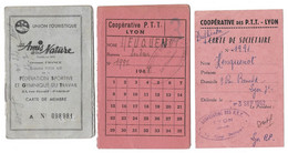 LYON - HENQUENOT - CARTE PTT ET LICENCE DE CAMPER AVEC VIGNETTES - LOT DE 3 DOCUMENTS - Historical Documents