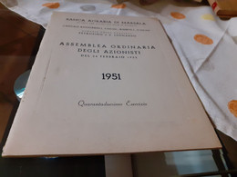 BANCA AGRICOLA DI MARSALA- ASSEMBLEA ORDINARIA DEGLI AZIONISTI 1951 - Italie