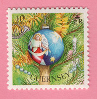 1989 GUERNSEY Piante Angeli Natale Christmas Herald And Stars On Glass Ball - 10 P -  Nuovo - Guernsey