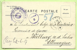 CARTE POSTALE Stempel PANTIN 19/5/17, Naar " Luitenant Couturier  Prisonnier De Guerre WEILBURG / Stempel GEPRUFT (2872) - Prisoners