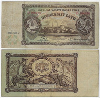 Banknote Latvia 20 Latu 1935 Pick-30a VF - Letonia