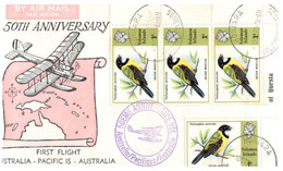 (HH 7) 50th Anniversary Of 1st Flight From Australia To Pacific Islands (Solomon Islands Stamps) - First Flight Covers