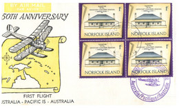 (HH 7) 50th Anniversary Of 1st Flight From Australia To Pacific Islands (Norfolk Island Stamps) - Erst- U. Sonderflugbriefe