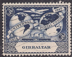 Gibraltar 1949 KGV1 3d Univ Postal Union UPU Used SG 137 ( G961 ) - Gibraltar