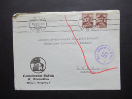 Österreich Ostmark 16.3.1938 Firmenumschlag Carbolineum Fabrik R. Avenarius Wien Propagandastempel Der Führer In Wien - Storia Postale