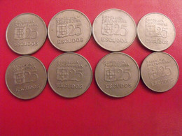 Portugal. Lot De 8 Pièces : 25 Escudos 1977/1985 - Portugal