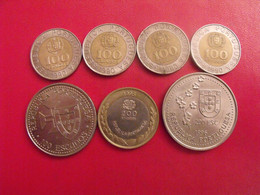 Portugal. Lot De 7 Pièces : 100 & 200 Escudos 1989/1996 - Portugal