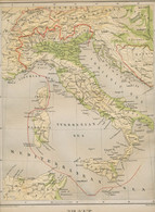 LANDKARTE ITALIEN Dreidimensionale Relief-Landkarte 29,5x24,5cm W.Swan Sonnenschein 1878 Aus PLASTIK - GROSSE RARITÄT - Landkarten