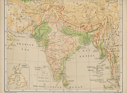 LANDKARTE INDIEN & CEYLON Dreidimensionale Relief-Landkarte 29,5x24,5cm W. Swan Sonnenschein 1878 Aus PLASTIK GR.RARITÄT - Geographische Kaarten