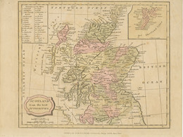 MAP GB SCOTLAND 1820 Superb 200 Years Old Handcoloured Map 20cm X 25,5cm C.Brightly - Landkarten