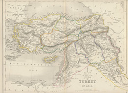 MAP 1850 TURKEY IN ASIA 27,5cm X 37,5cm - Wonderful Rare Almost 175 Years Old - Mapas Geográficas