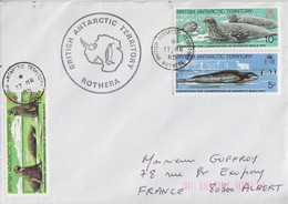 BAT, Lettre Obl. Rothera Le 17 MR 85 Sur TP N° 118 à 120 (Phoques Léopard Et Wedell, Eléphant De Mer) + Cachet BAT Rothe - Briefe U. Dokumente