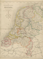 MAP 1850 HOLLAND 35 Cm X 27,5 Cm - Wonderful Rare Almost 175 Years Old Engraved - Mapas Geográficas