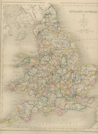 MAP 1850 ENGLAND AND WALES 35 Cm X 27,5 Cm - Wonderful Rare Almost 175 Years Old - Geographische Kaarten